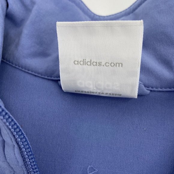 VTG Adidas Women's Jacket Sz L Periwinkle Blue 3 Stripe Full Zip Vented Y2K - Picture 3 of 11